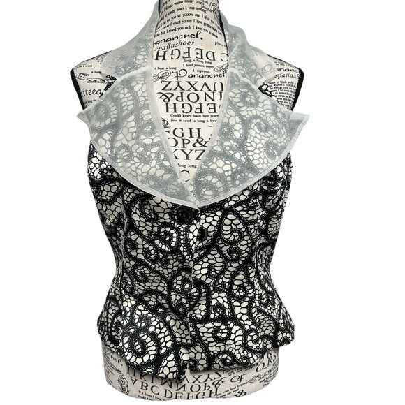 Y2K Asymmetrical Hemline Sheer Collar Sleeveless Whimsigoth Fairy Romantic Sz 12 - Picture 1 of 9